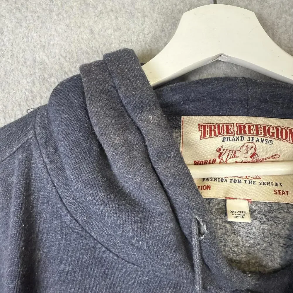 True Religion Buddha Logo Men's Size 2XL XXL Navy Blue Sweatshirt Hoodie